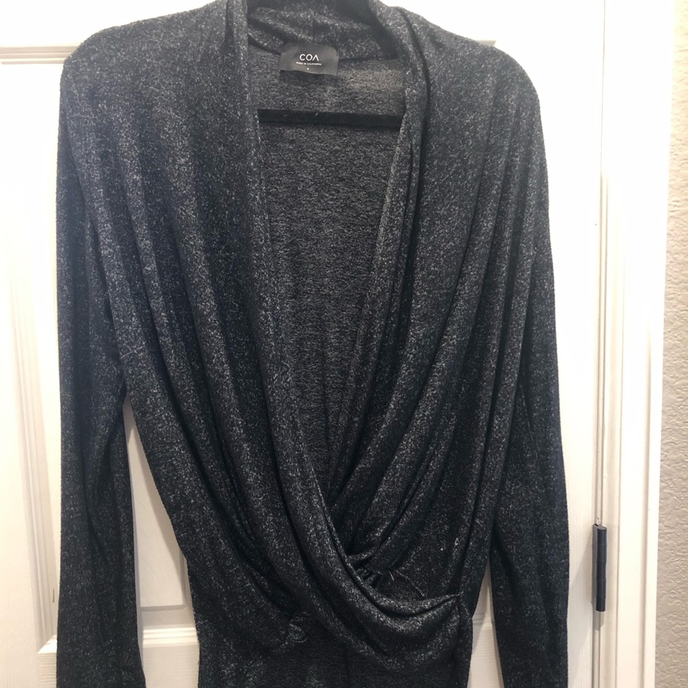 Charcoal open front sweater